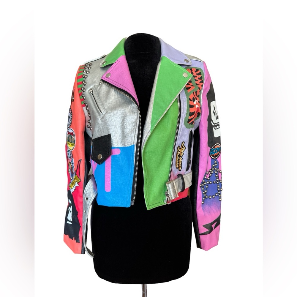 Darkshe STUDDED FAUX LEATHER VEGAN PU JACKET SIZE M